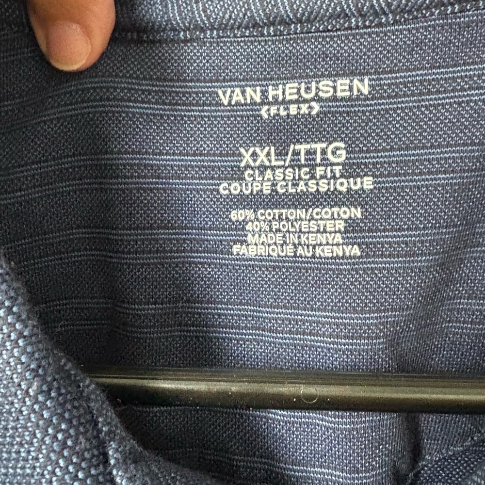 Van Heusen Navy Striped Flex Classic Fit Shirt - Picture 2 of 2